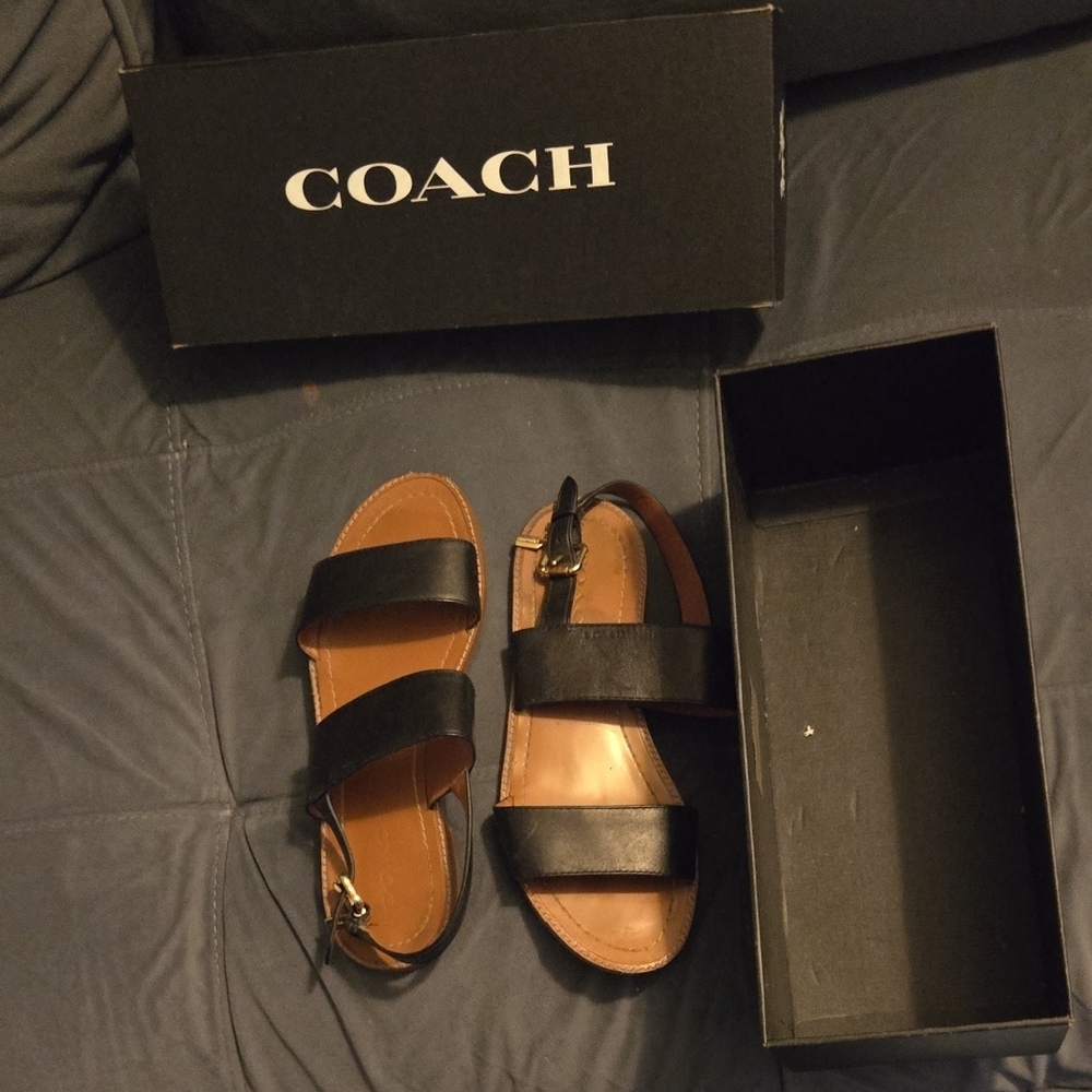 Coach Black Leather Sandals Size 7